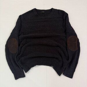 J Crew Men's Collar Elbow Patch Cotton Sweater Knit Pullover Beige Size Medium